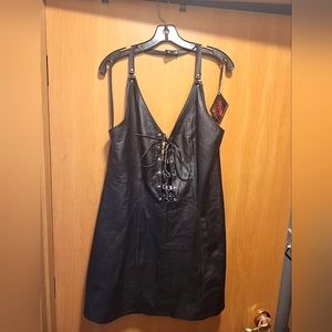 Plus size Leather Halter Dress